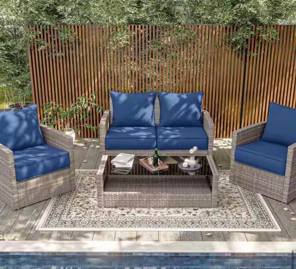 24 in. x 24 in. x 5 in. Square Outdoor Chairs Cushion blue