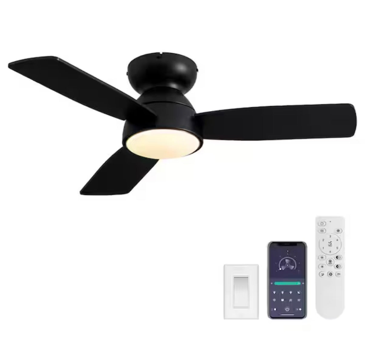 32 in. Integrated LED Smart Modern Flush Mount Ceiling Fan