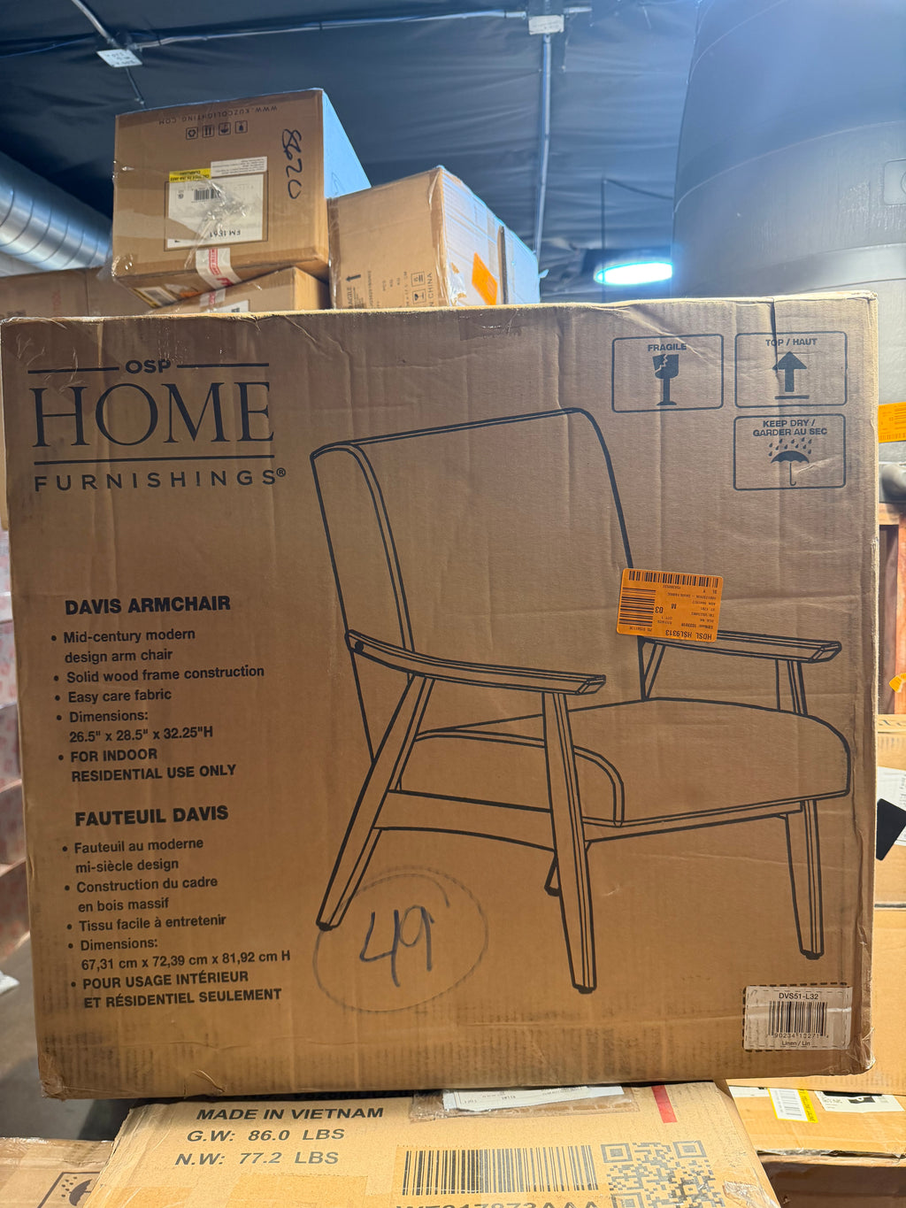 Davis Linen Fabric Arm Chair