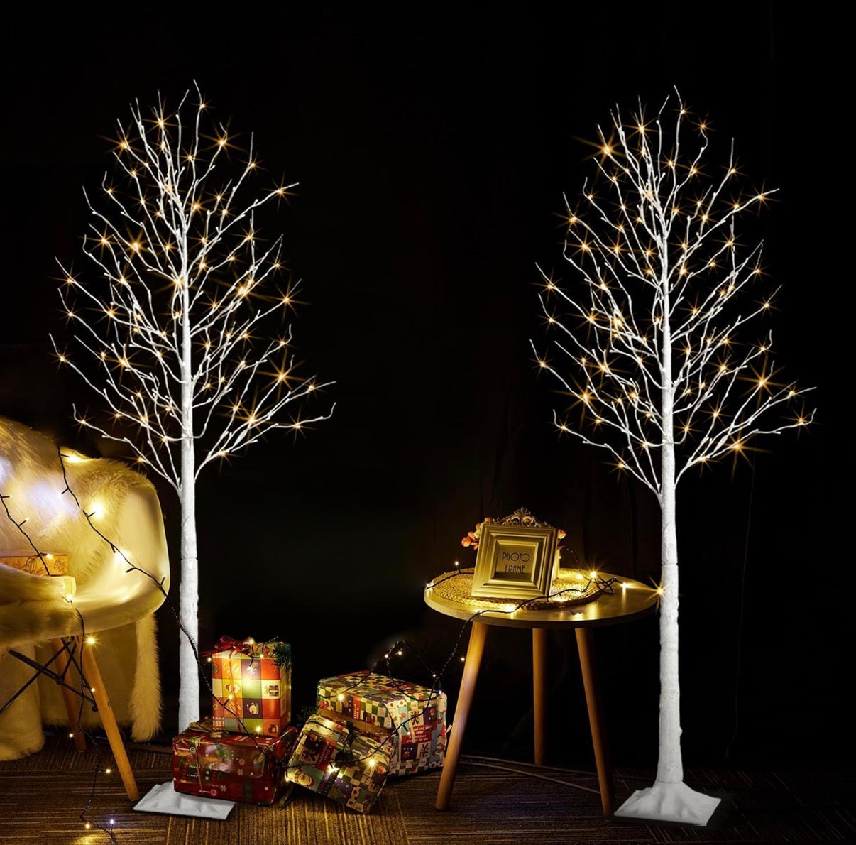 2 Pack 5 Feet Birch Tree with LED Lights