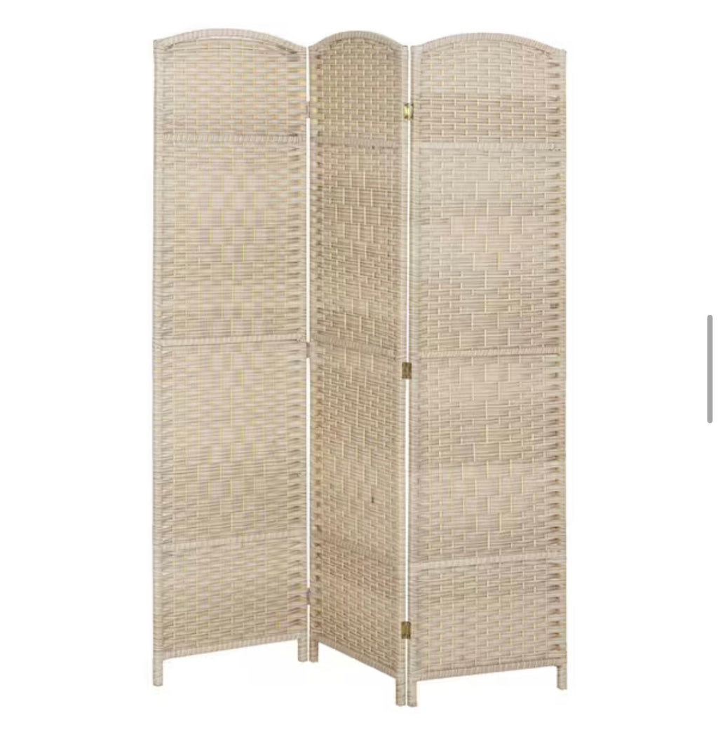 Hand-Woven Wall Partition 3-Panel Room Divider
