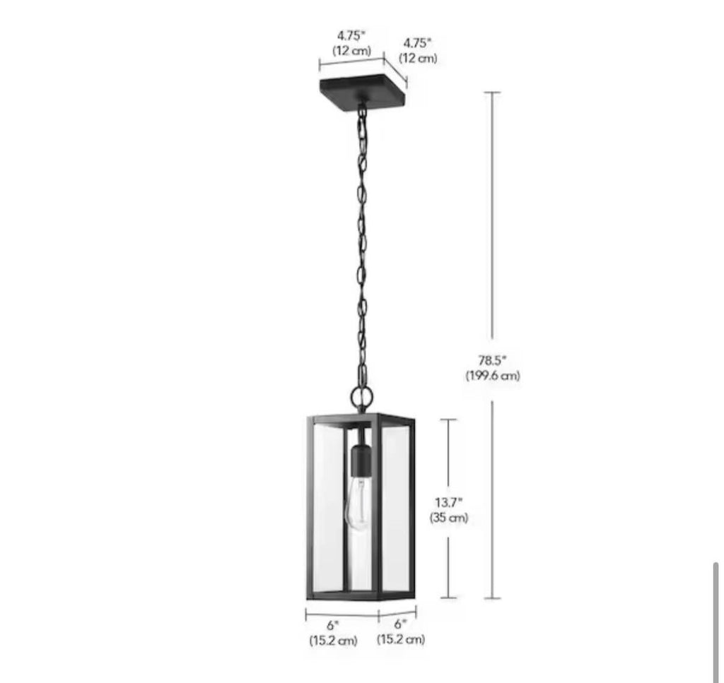 78 inches Modern Matte Black Outdoor Hanging Light Pendant