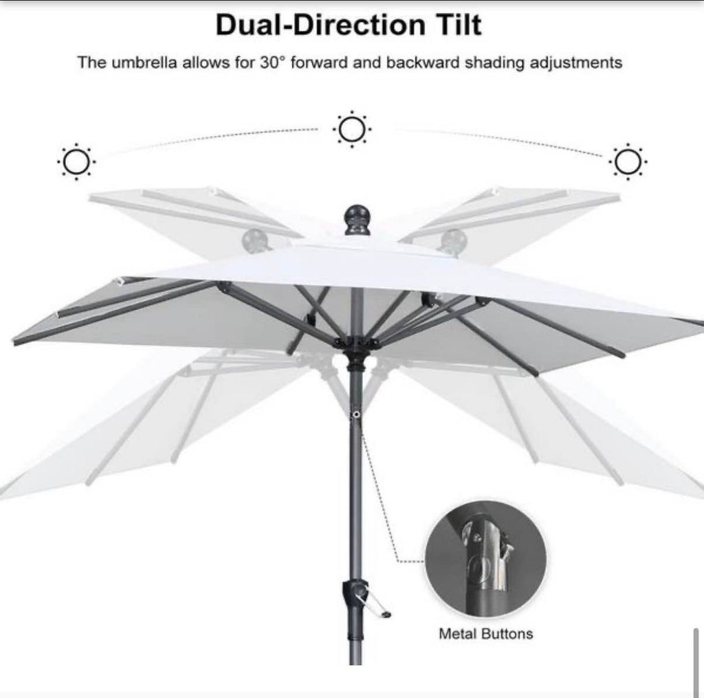 8 ft. Square Aluminum Crank and Tilt Outdoor Patio Market Umbrella