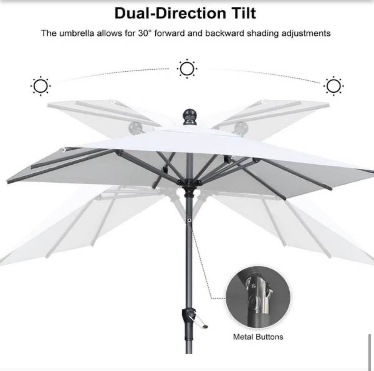 8 ft. Square Aluminum Crank and Tilt Outdoor Patio Market Umbrella
