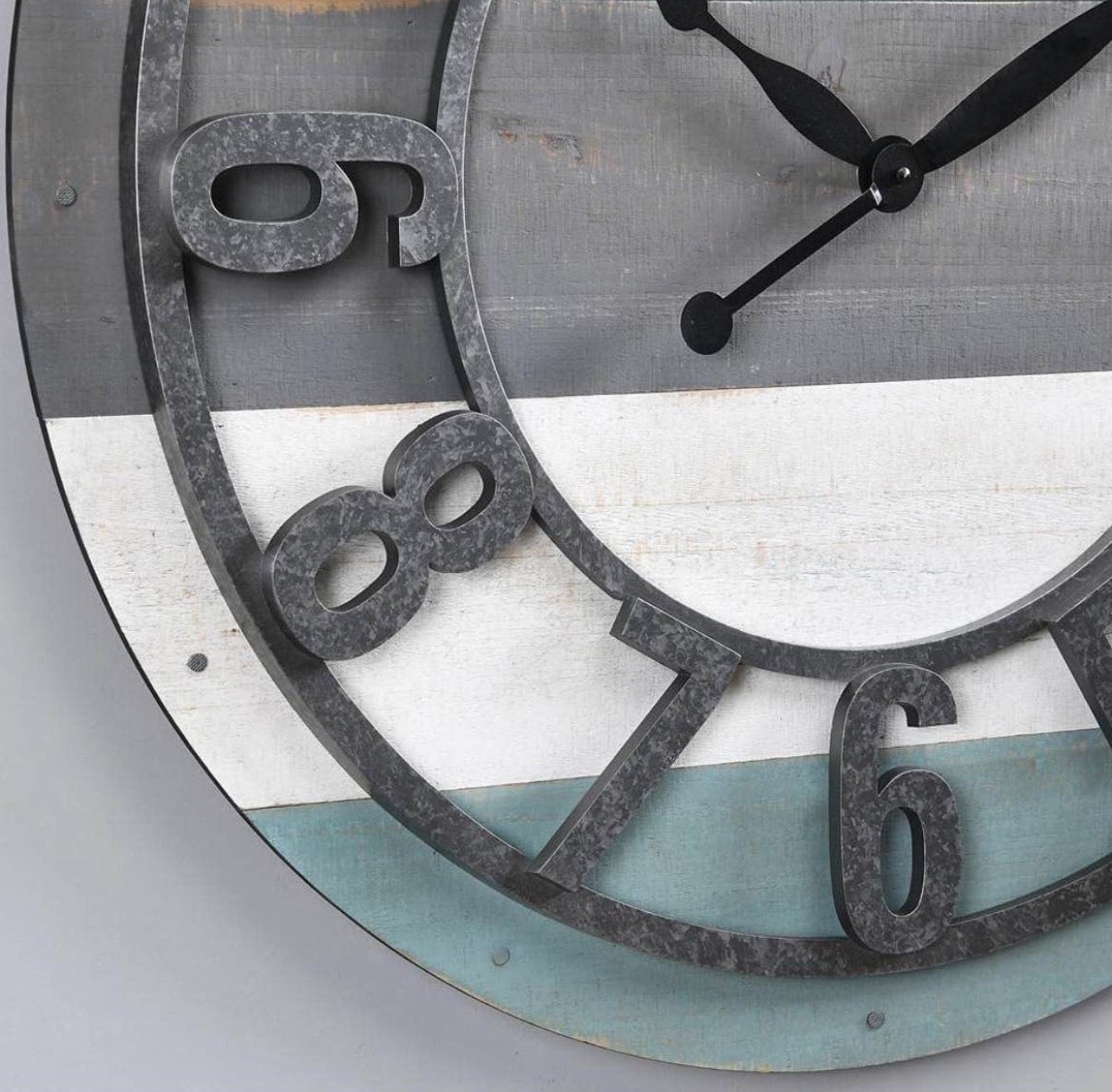 Teal Shabby Planks Wall Clock 27”