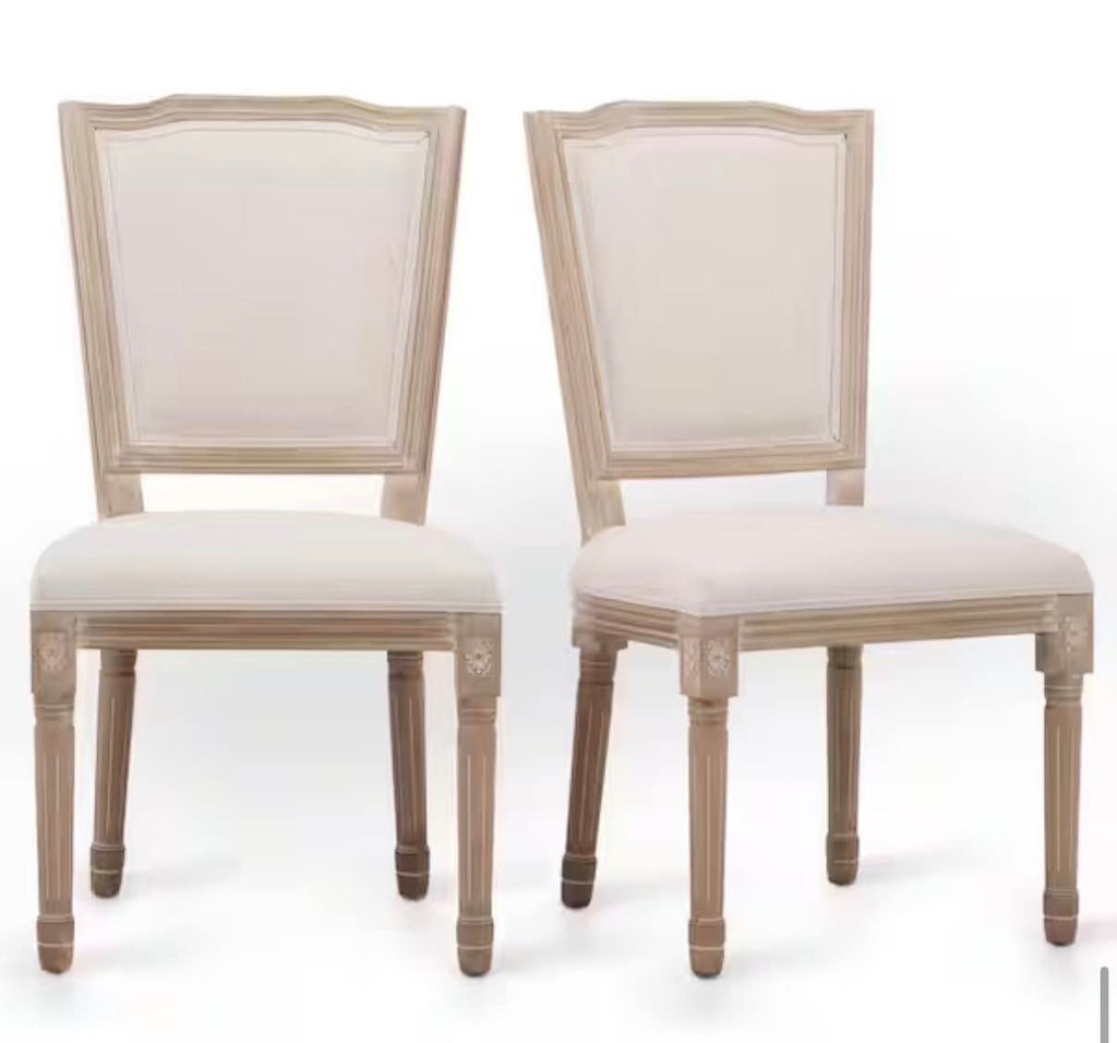 French Side Chairs (Set of 2) with Carved Wood Legs