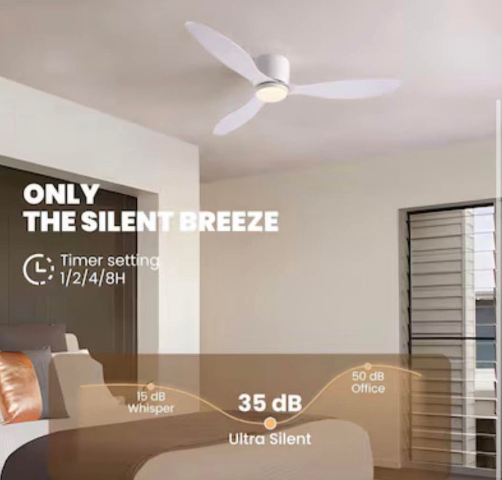 52” Smart Flush mount Ceiling Fan with Light and Remote Control