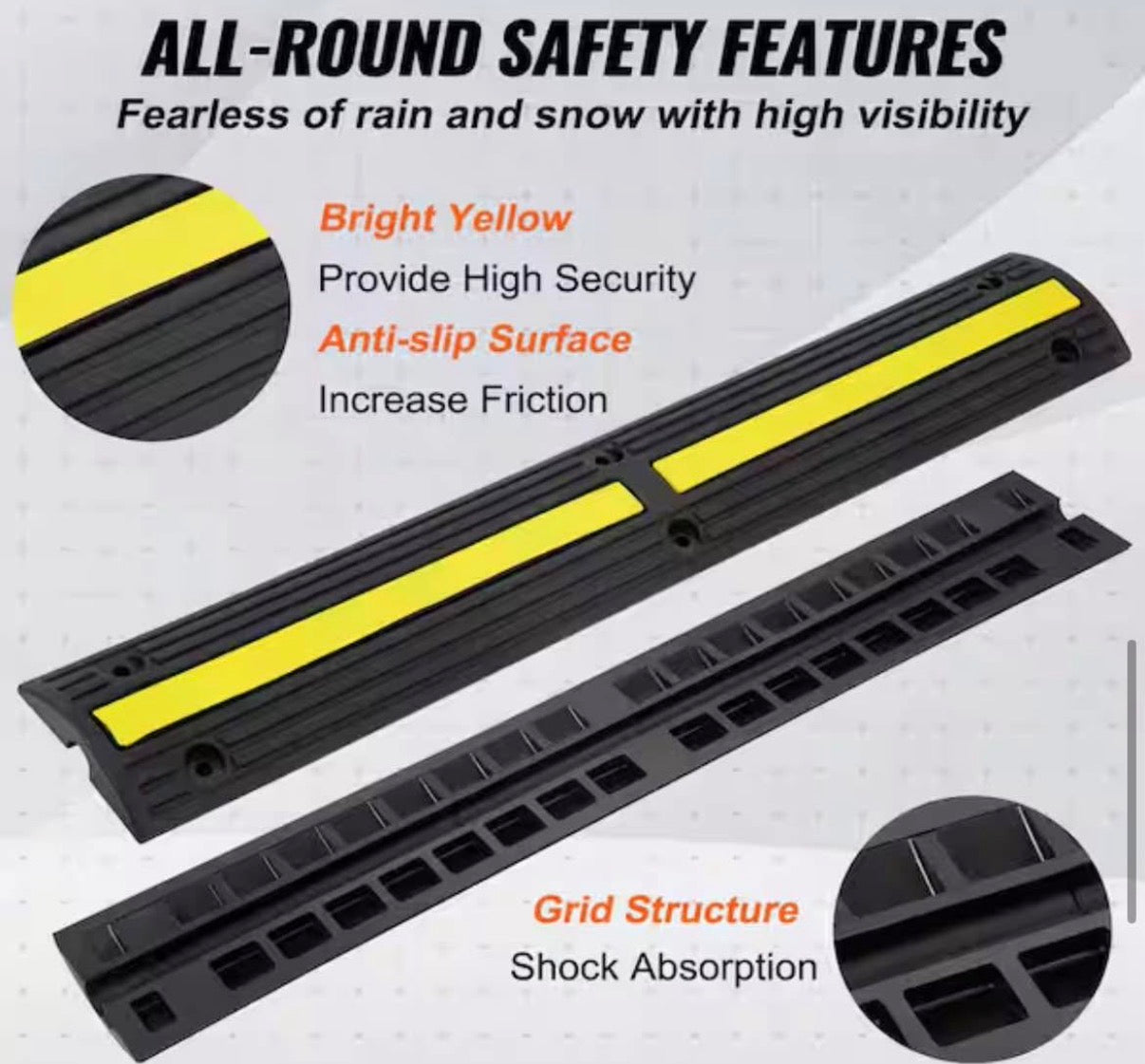 Floor Cable Protector Ramp 3.28 ft (4PCS)
