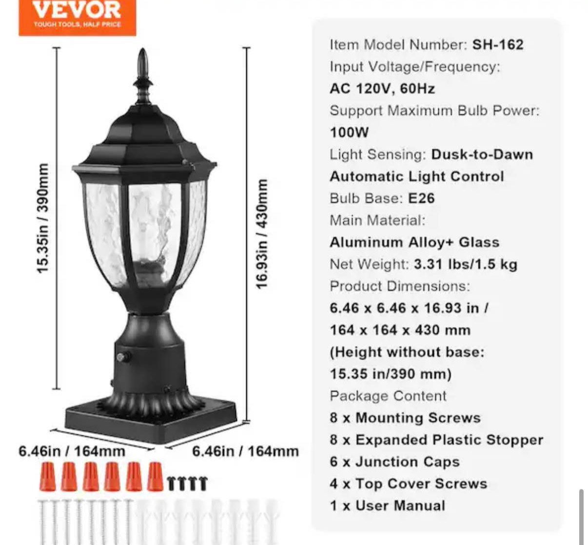 2 PCs Dusk to Dawn Outdoor Post Light