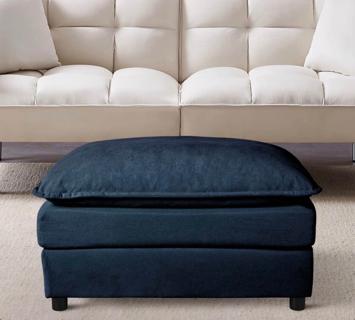 36 "  Chenille Ottoman in Midnight Blue
