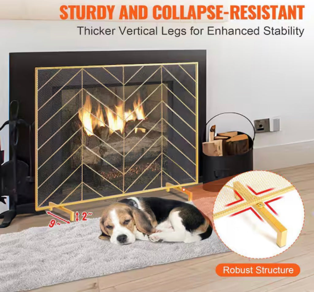 Fireplace Screen Single-Panel Guard Cover