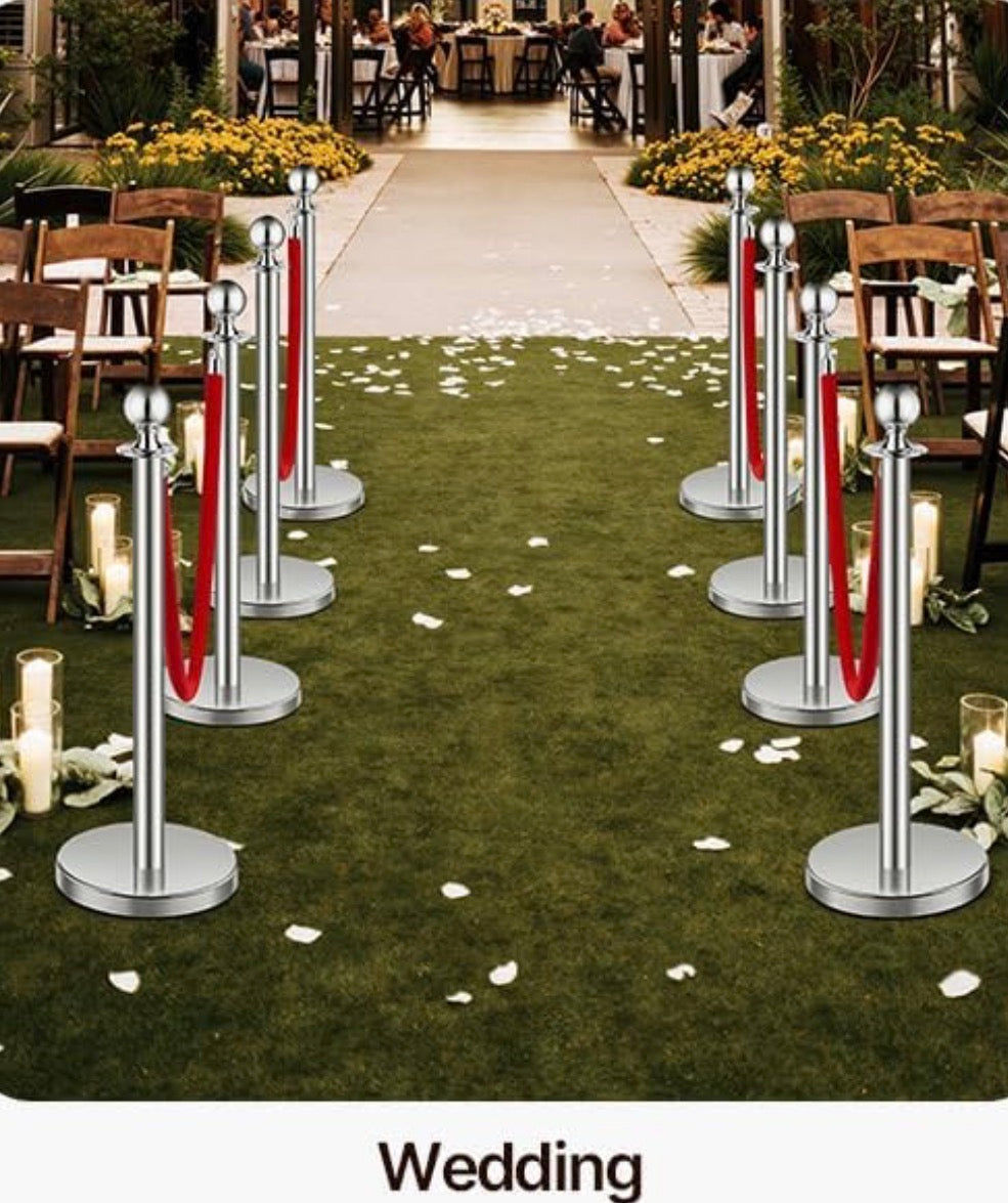 Crowd Control Stanchions and Velvet Ropes 8Pcs