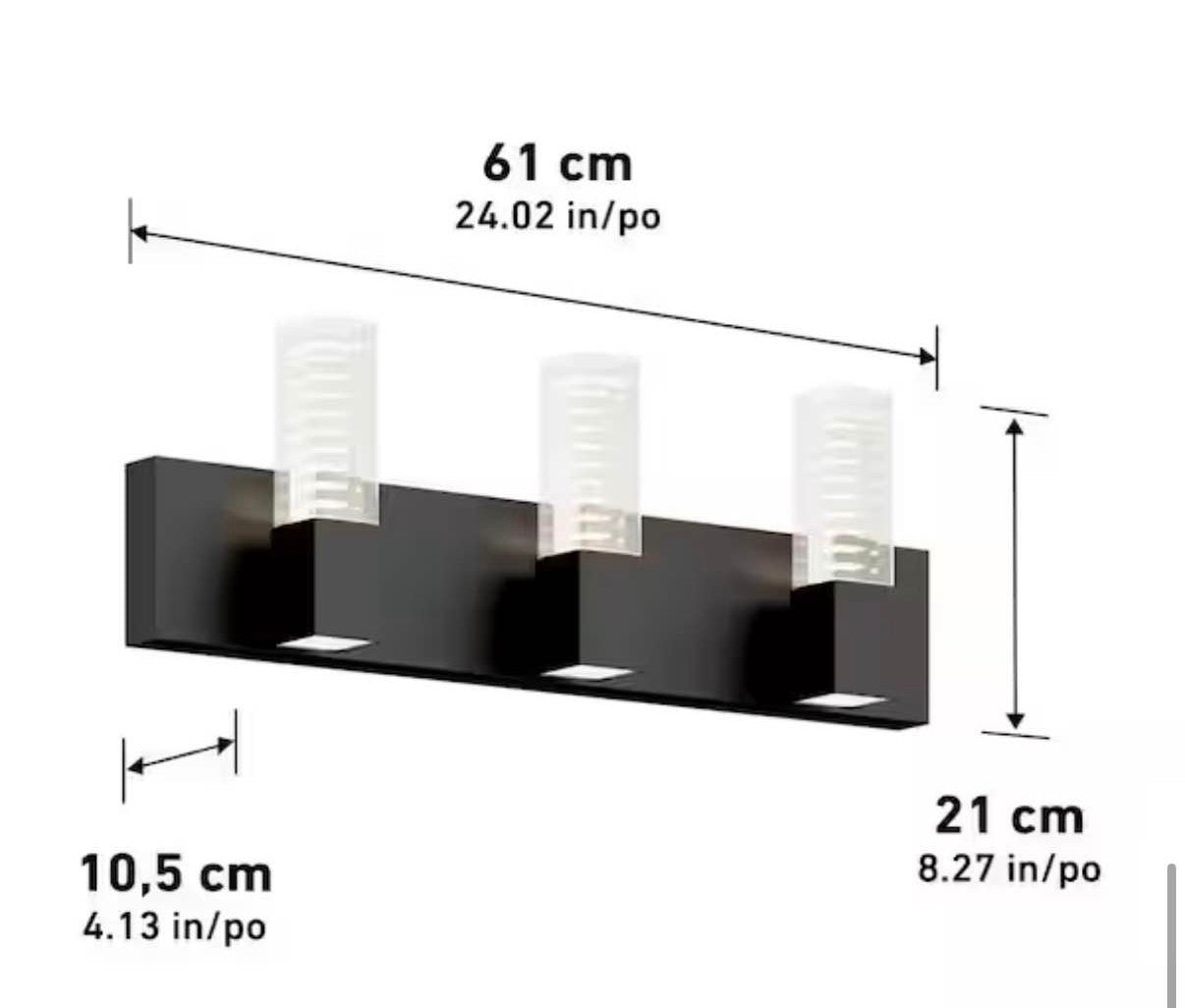 Hologram 24 in. 3-Light Black LED Integrated Vanity Light Bar