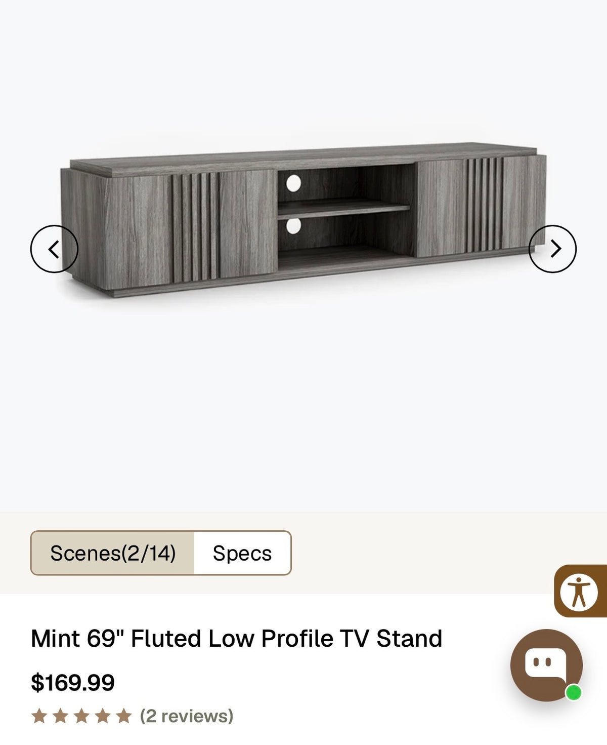 69" Fluted Low Profile TV Stand   (Used Condition)