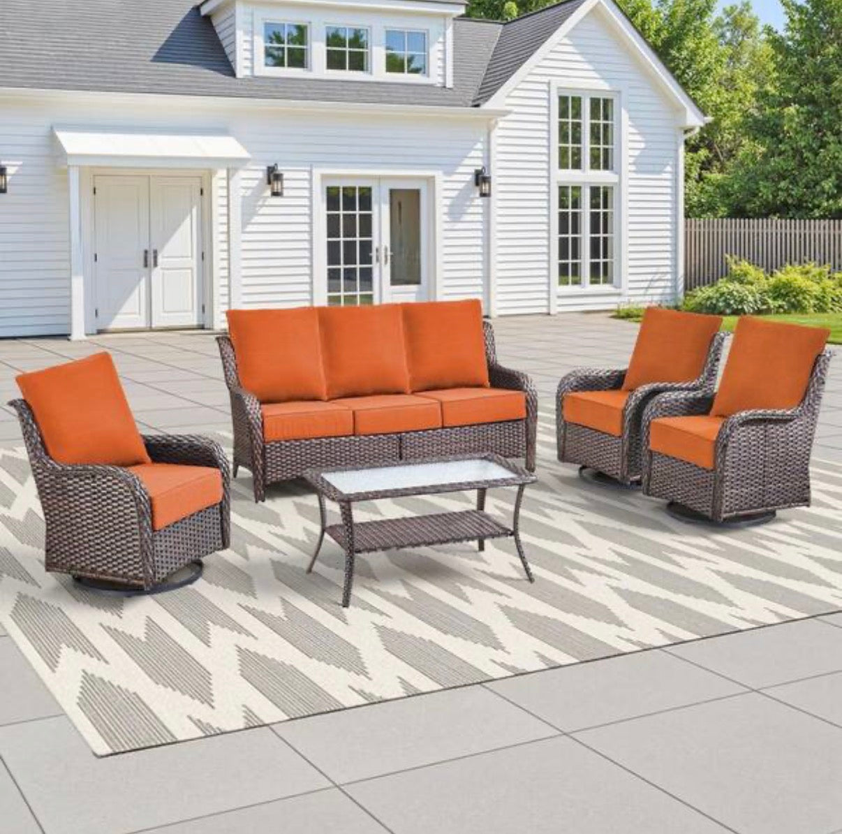 22 in. x 24 in. x 6 in. Outdoor Chair Cushion Set in Orange