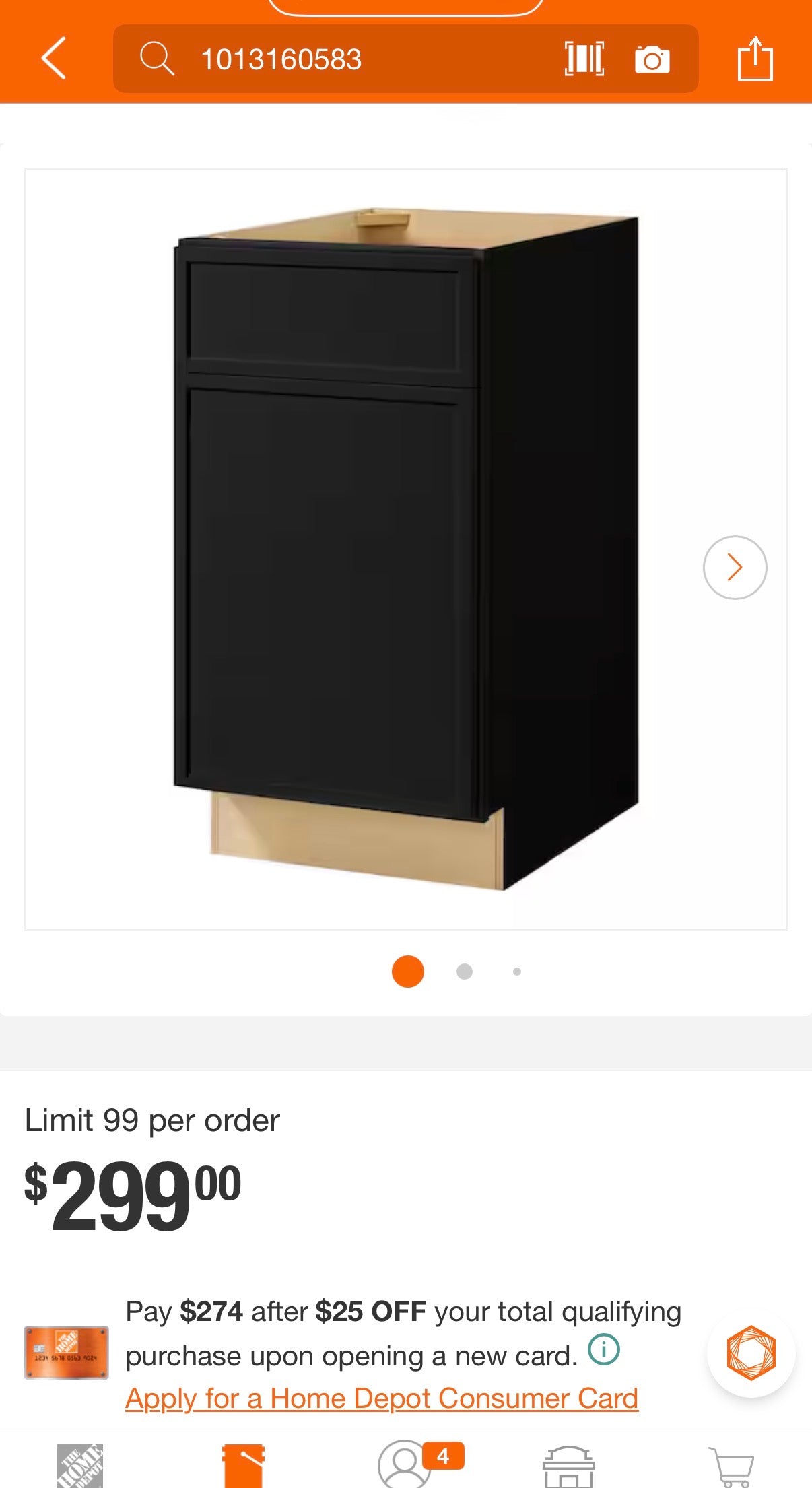Leyton 18 in. W Black Shaker Base Kitchen Cabinet