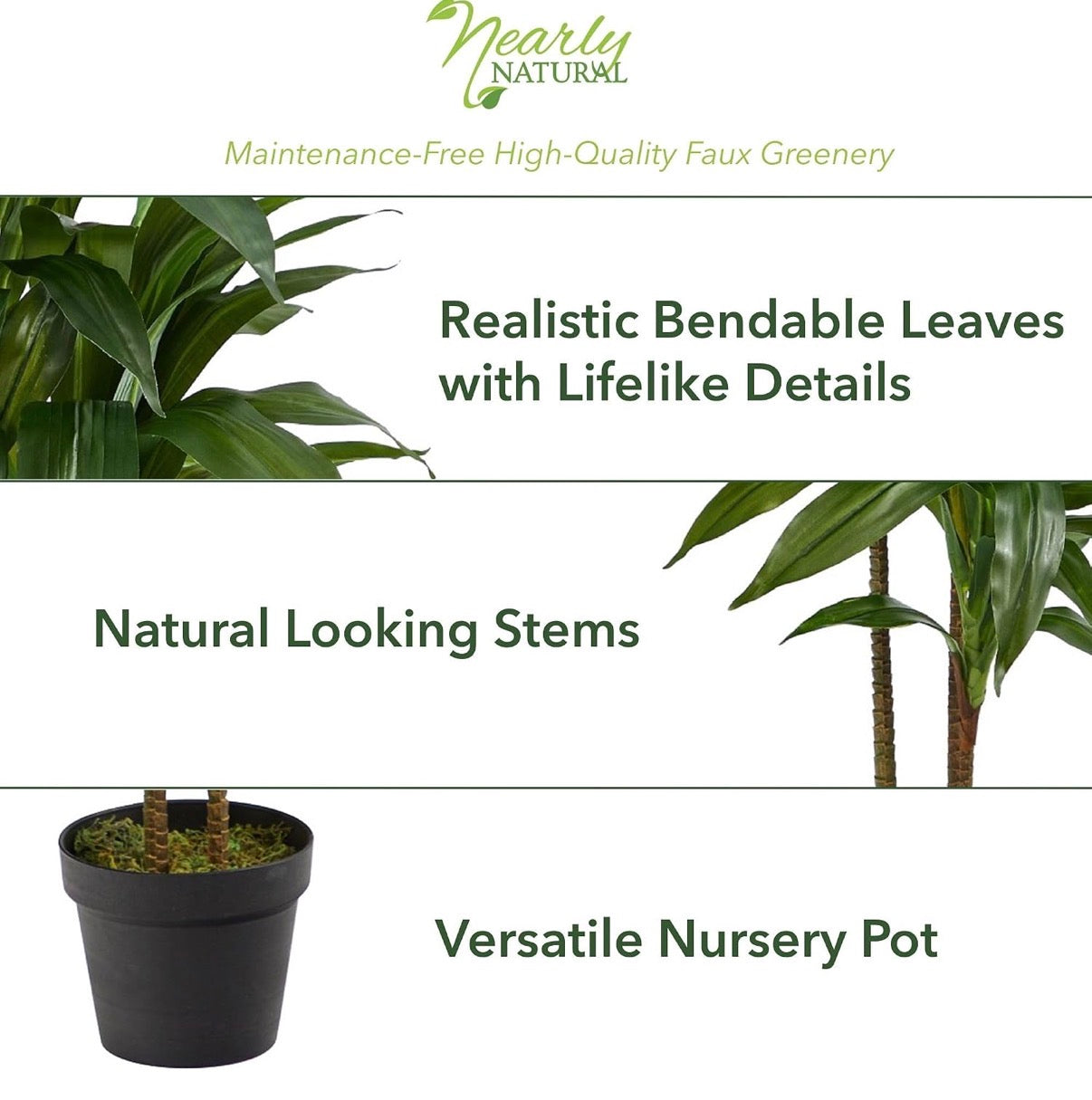 4 ft Nearly Natural Artificial Dracaena Tree