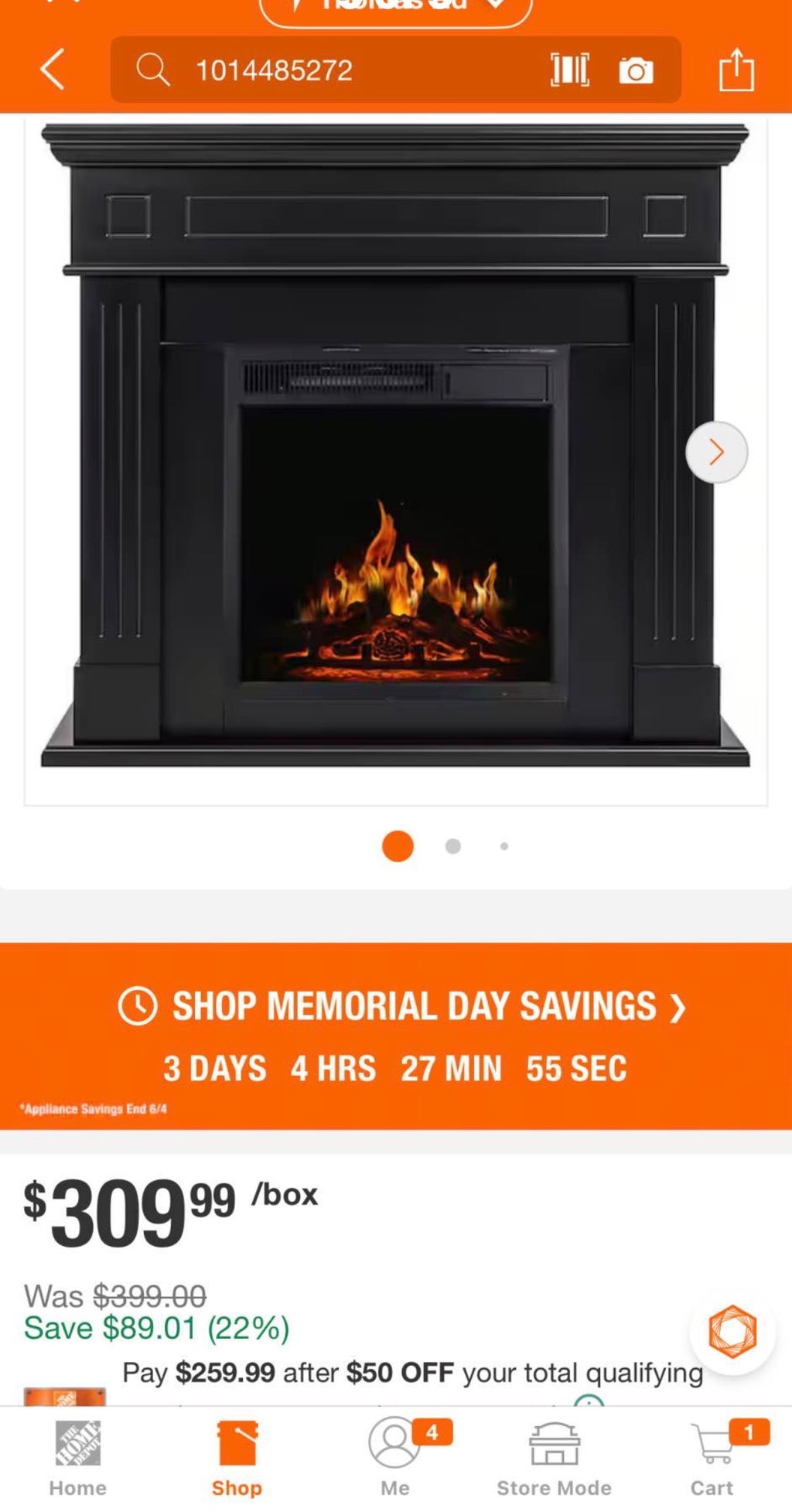 43 in. Freestanding Electric Fireplace in Black