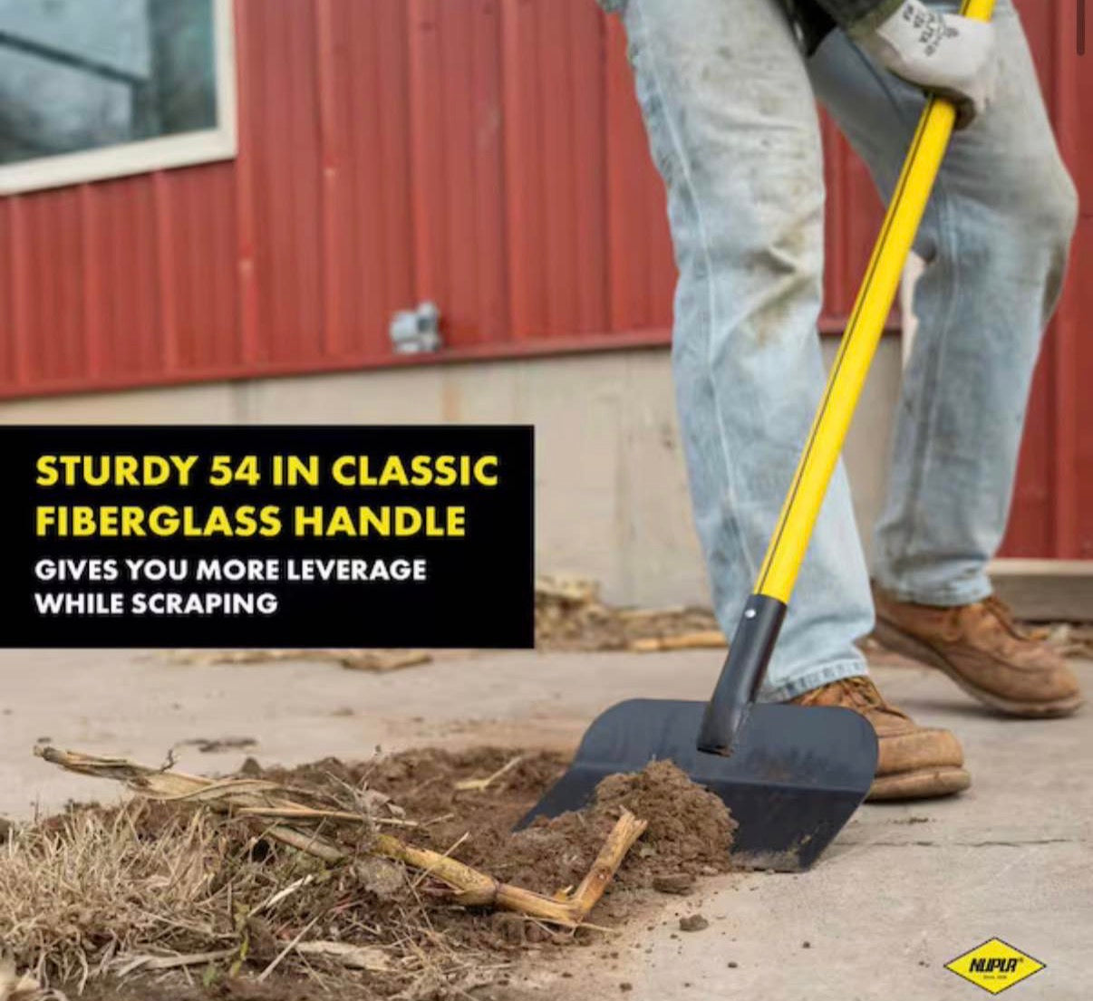 54 in. Fiberglass Handle Multi-Purpose Steel Scraper Shovel