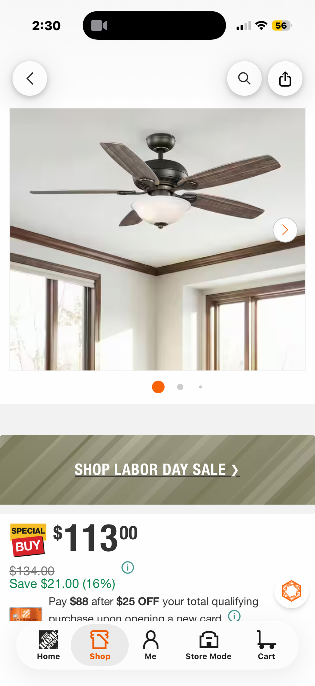 Southwind II 52 in. Indoor LED Bronze Ceiling Fan with Light Kit