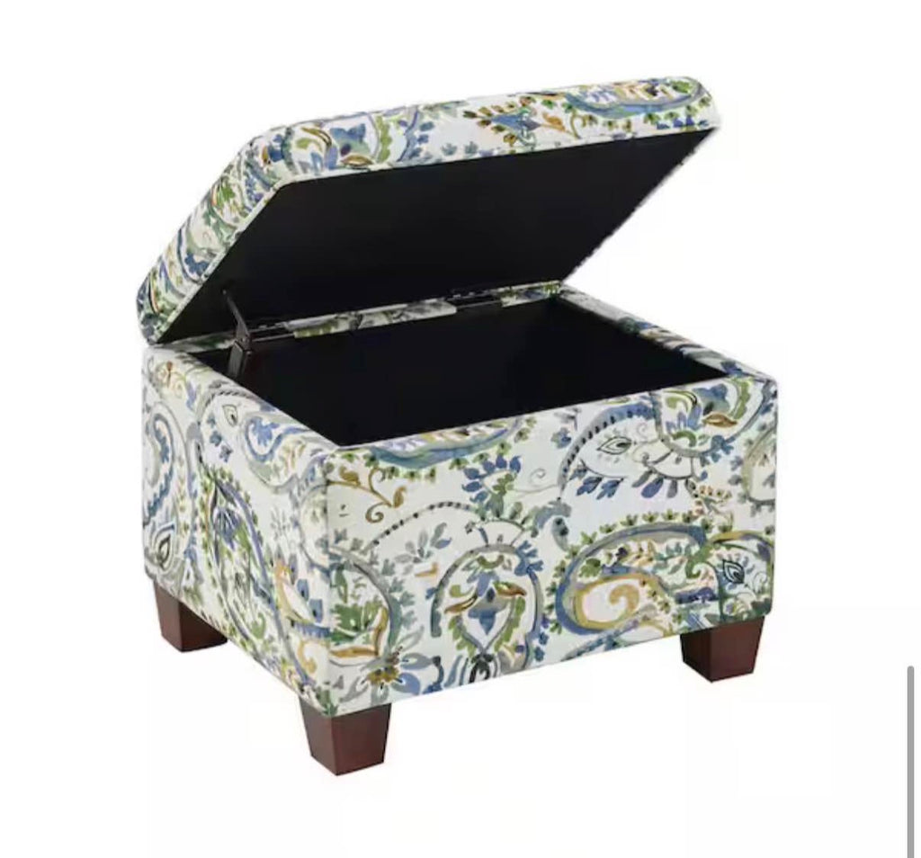 Madison Paisley Fabric Storage Ottoman