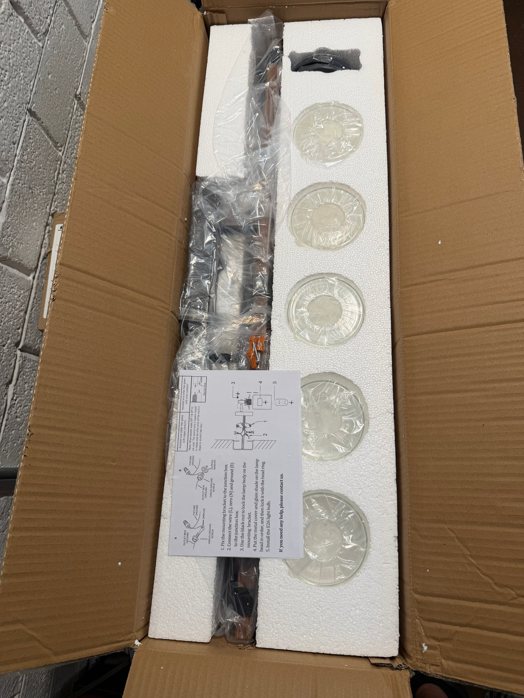 5-Light Walnut and Black Bathroom Vanity Light