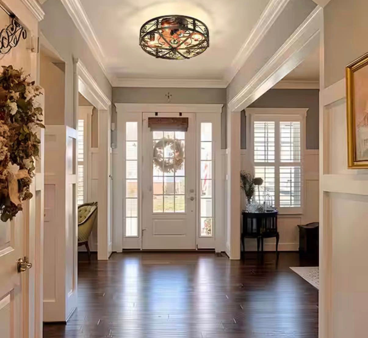 19.6 in. Flush Mount Cage Ceiling Fan with Light