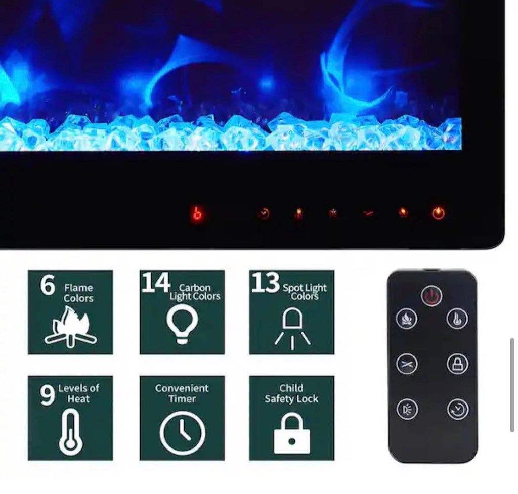 36 in. Wall Mount and Recessed Electric Fireplace