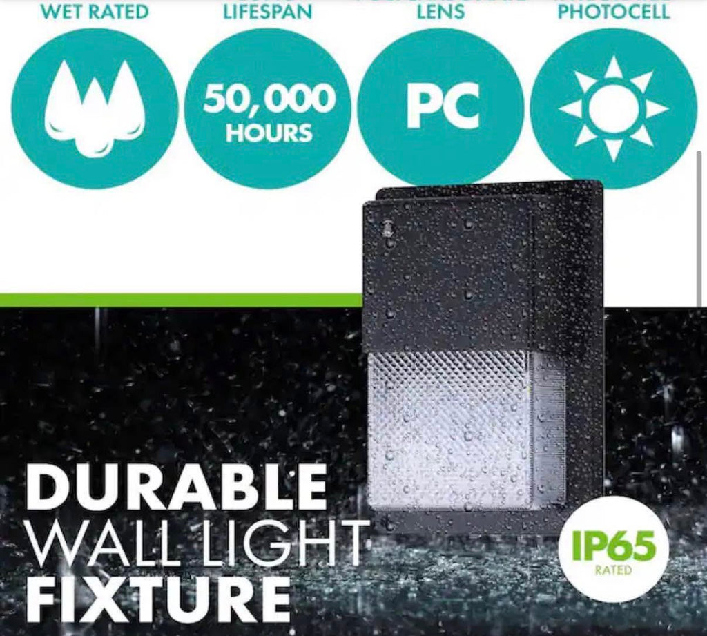 100-Watt Equivalent Integrated LED Black Mini Wall Pack Light