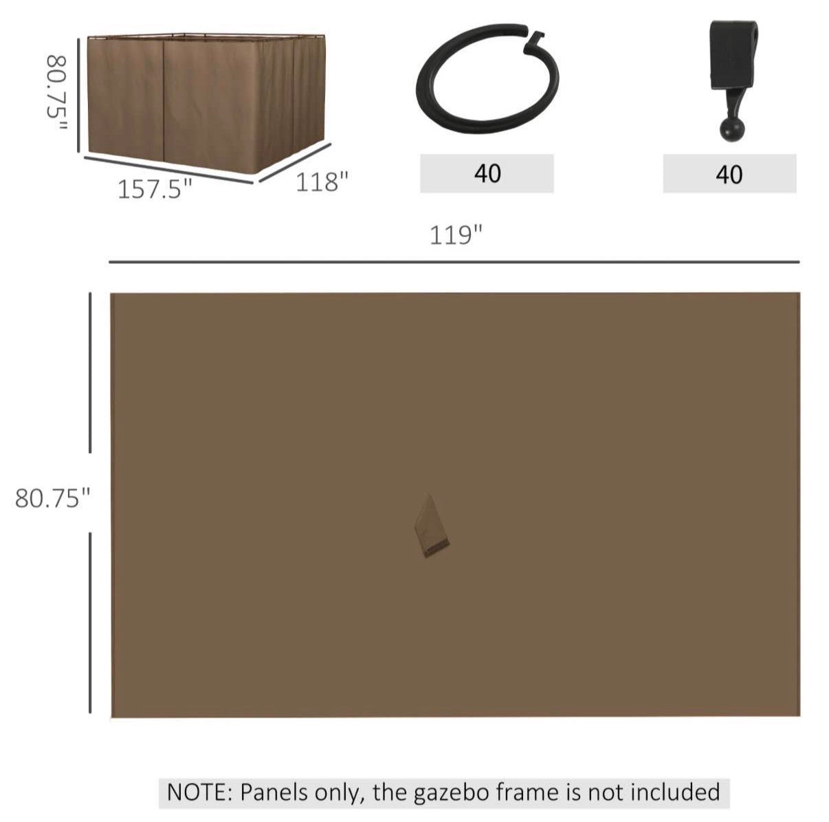 10 FT x 10 FT Gazebo Sidewall Set with 4 Panels