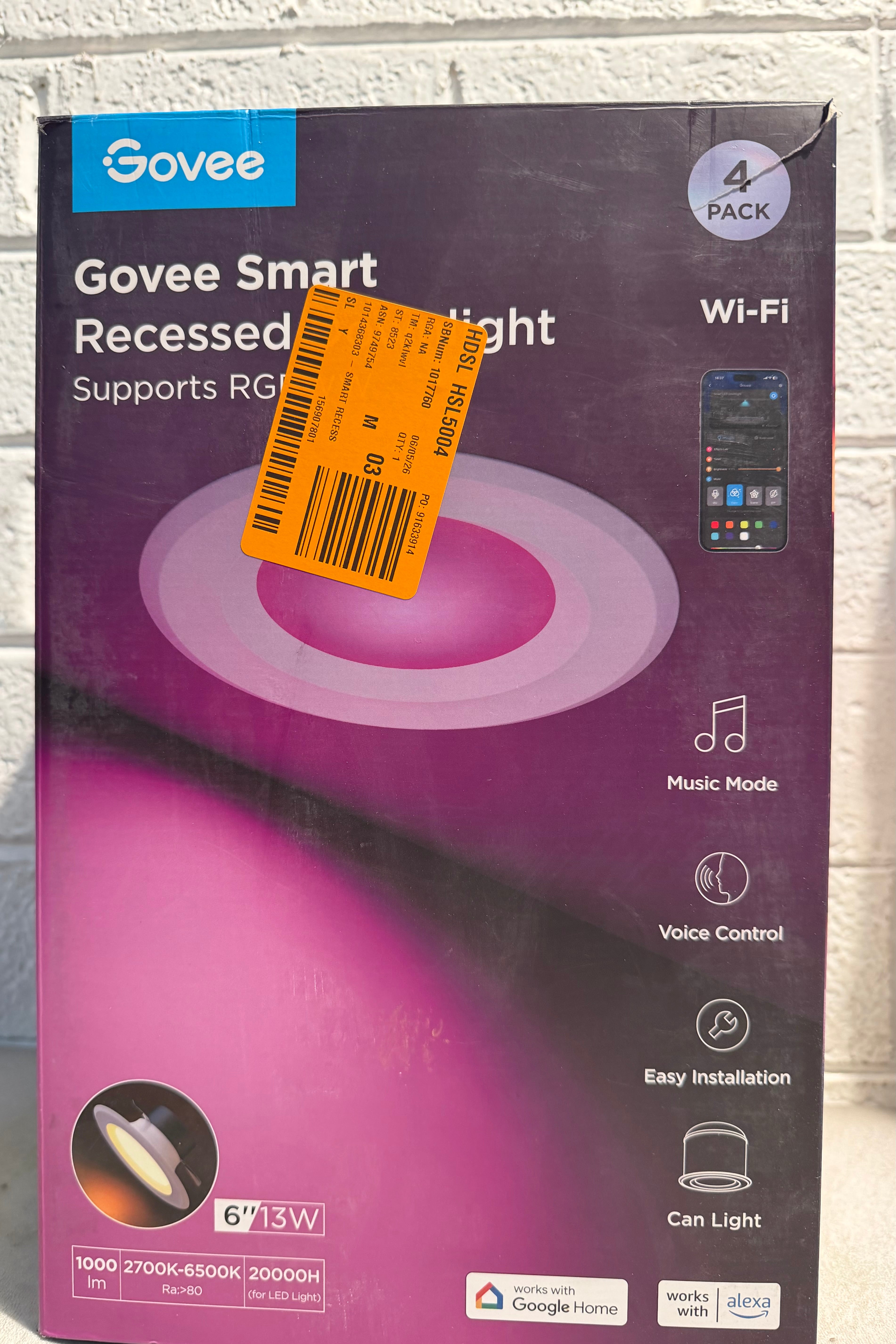 4-Pack Smart RGB LED Recessed Lights