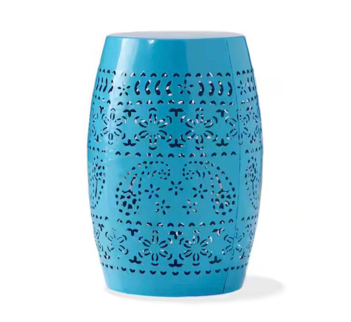 Marie Blue Round Metal Outdoor Patio Side Table