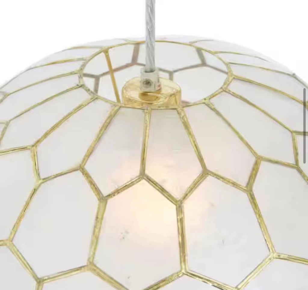 1 Light Antique Gold Globe Pendant 14 in