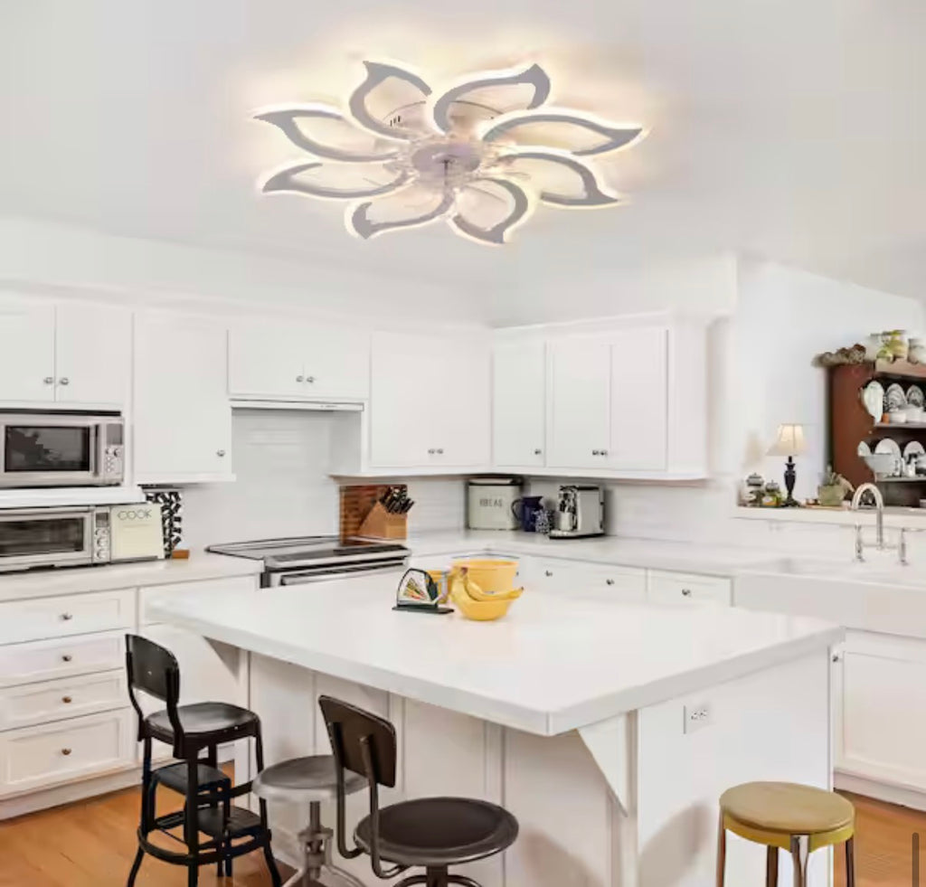 37.4 in. Flush Mount Ceiling Fan with LED Light