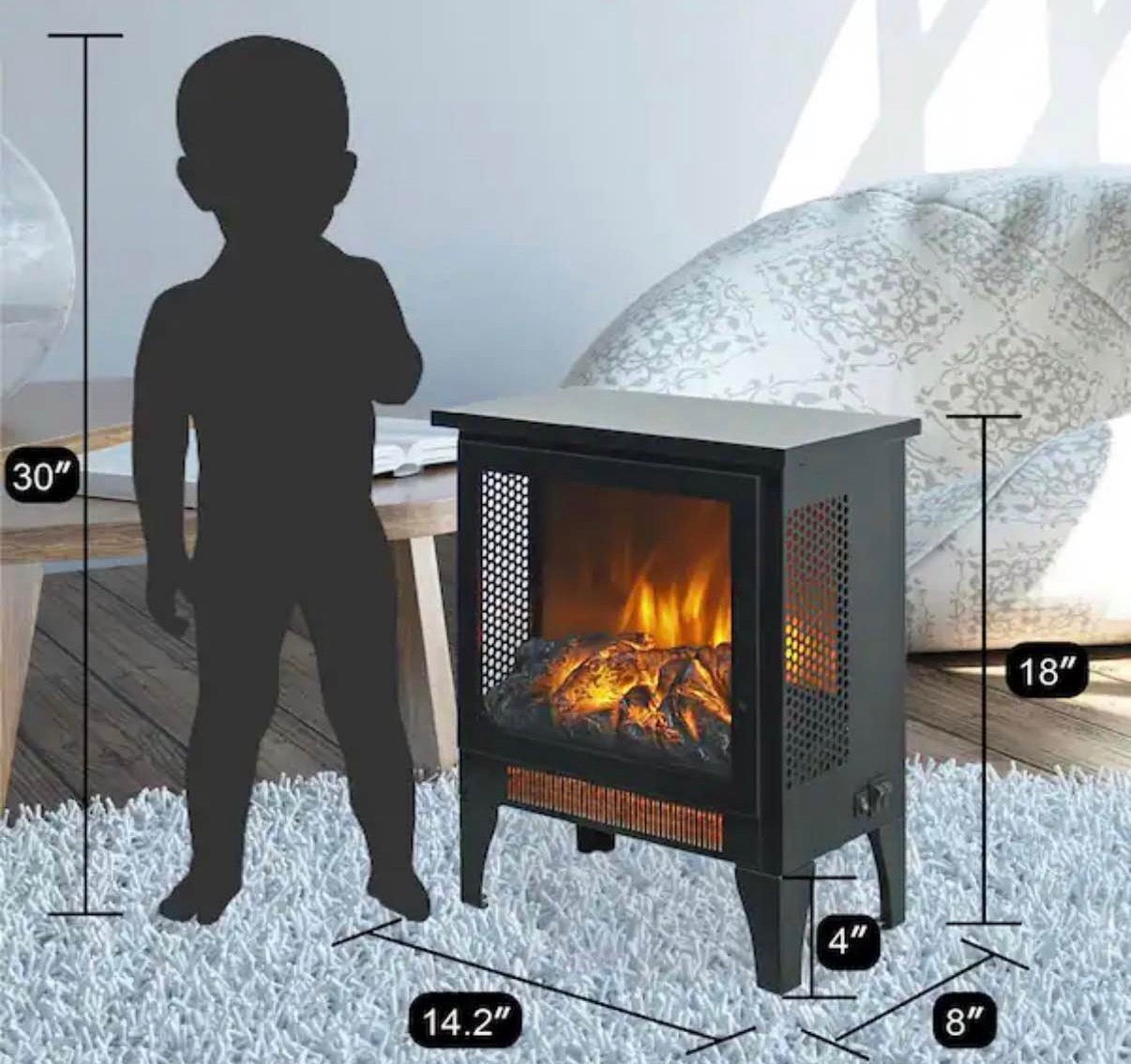 15 in. 400 sq. ft. 3-Sided 3D Flame Electric Stove