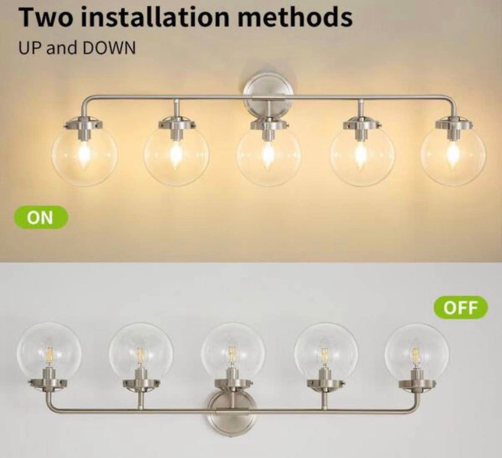 Modern 38.98 in. 5-Light Nickel Bathroom Vanity Light