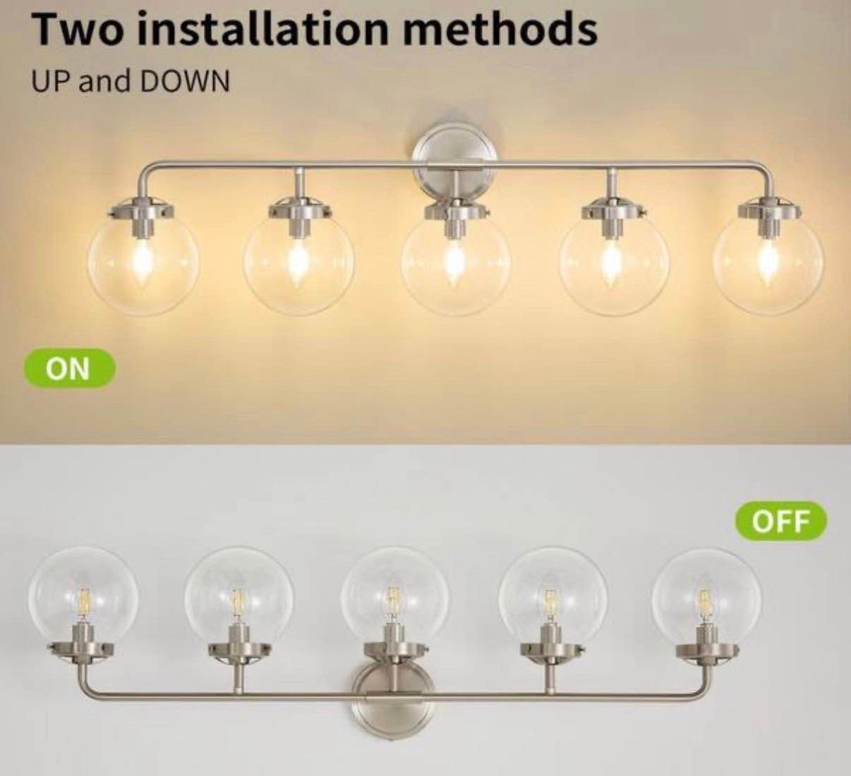 Modern 38.98 in. 5-Light Nickel Bathroom Vanity Light