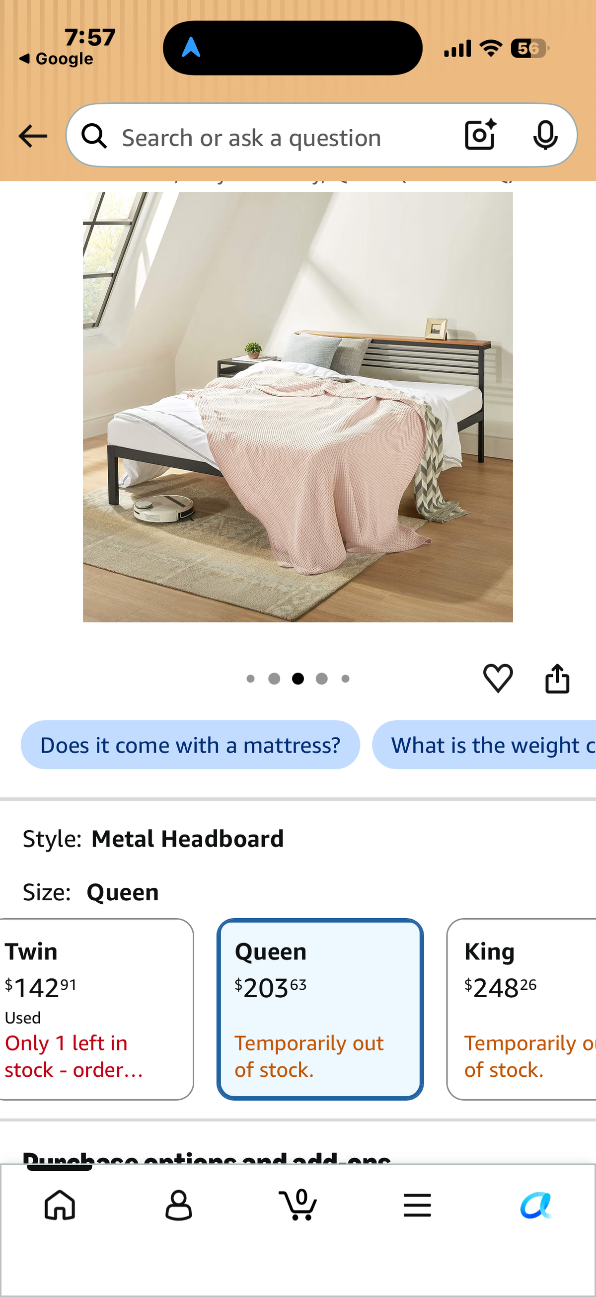 Mellow HYLLE Metal Platform Bed Queen