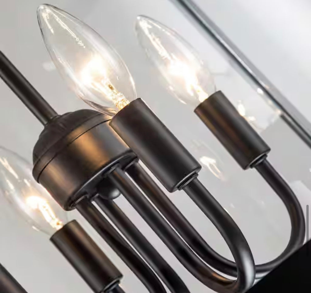 Industrial 4-Light Black Lantern Geometric Chandelier
