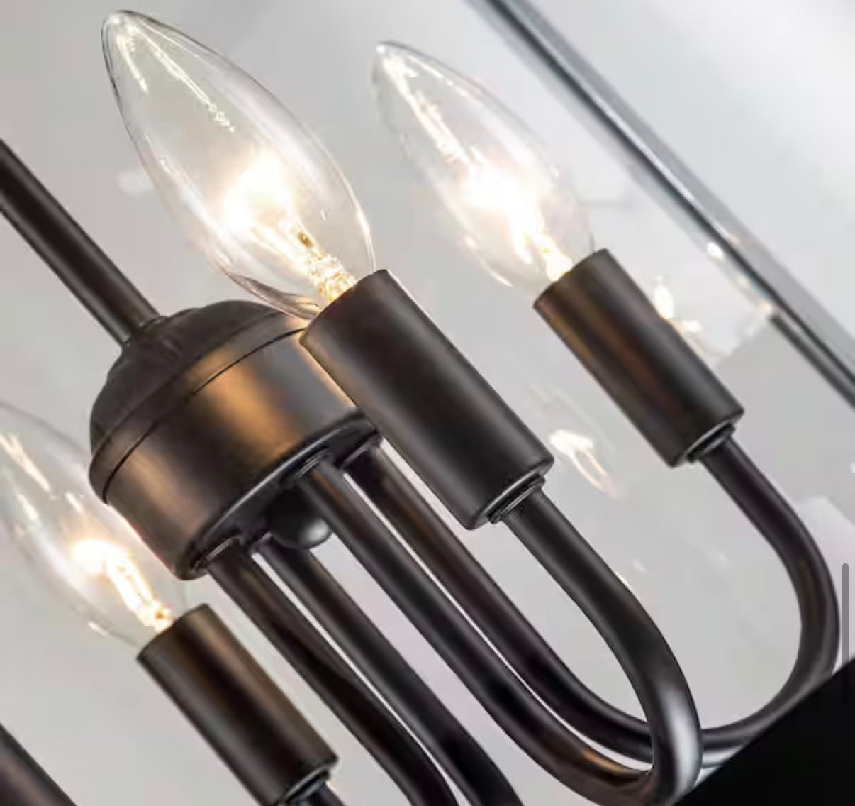 Industrial 4-Light Black Lantern Geometric Chandelier