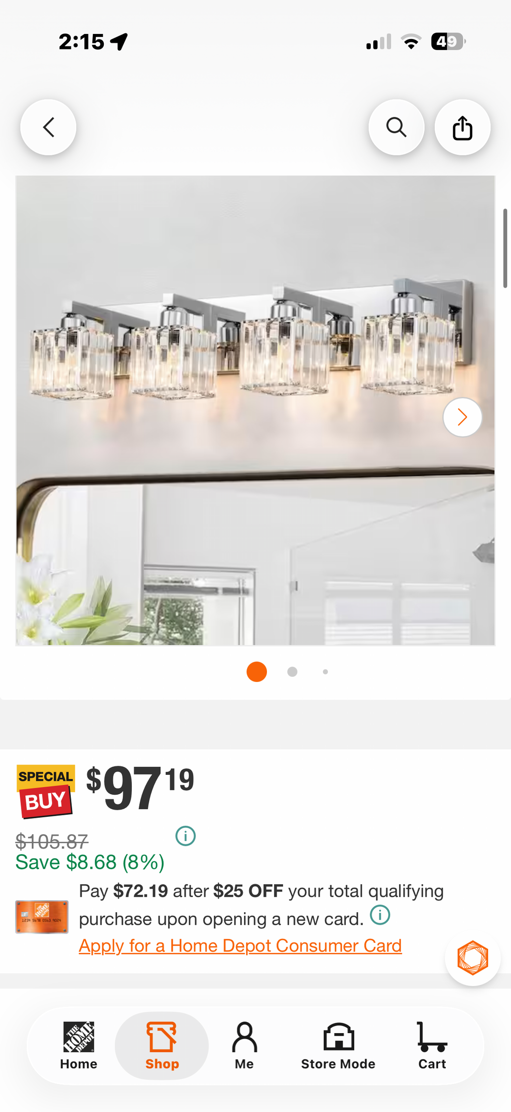 crystal vanity light
