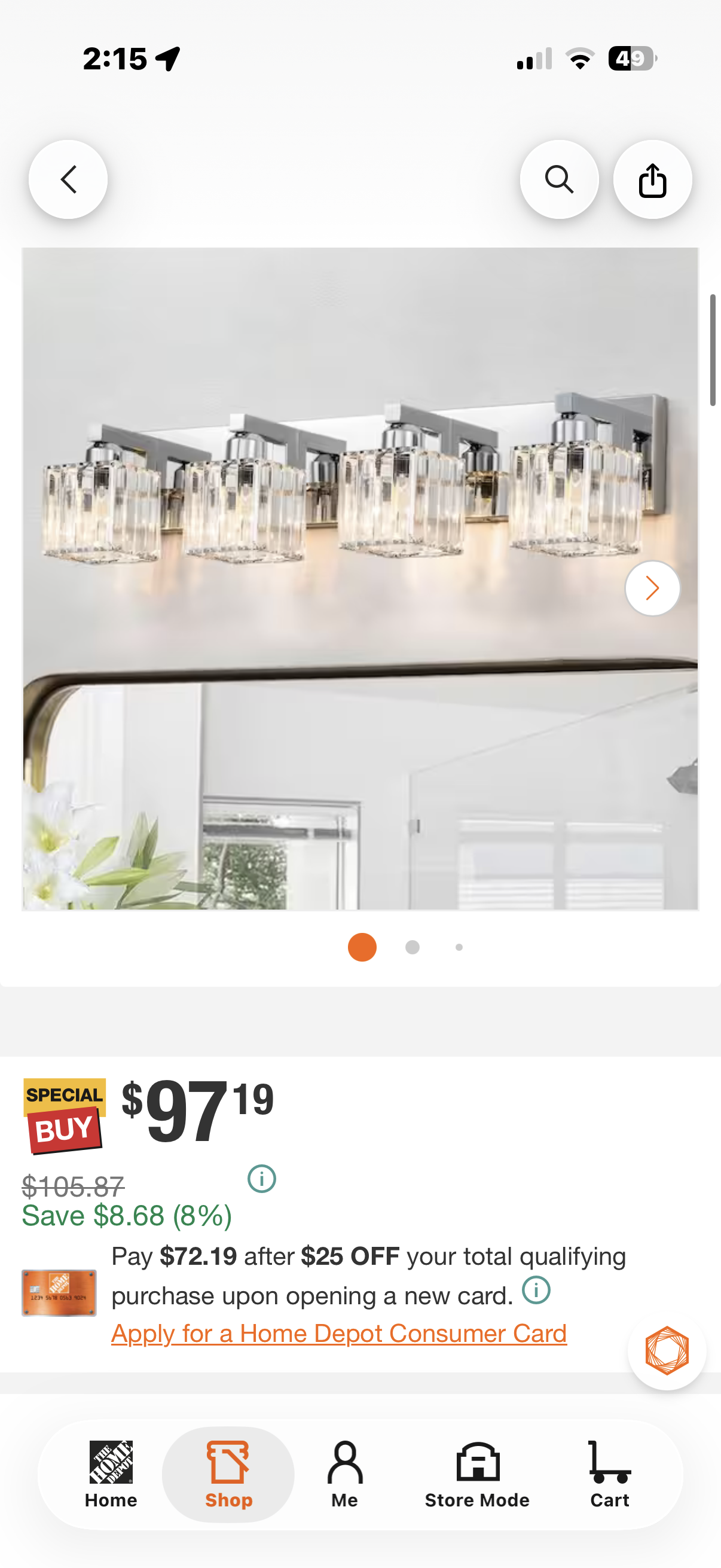 crystal vanity light