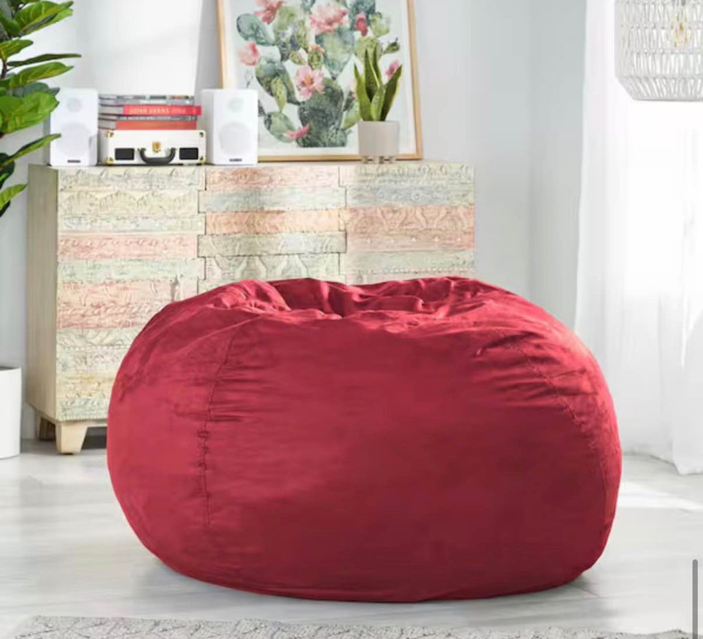 5 ft. Chinese Red Suede Microfiber Double-Stitched Bean Bag