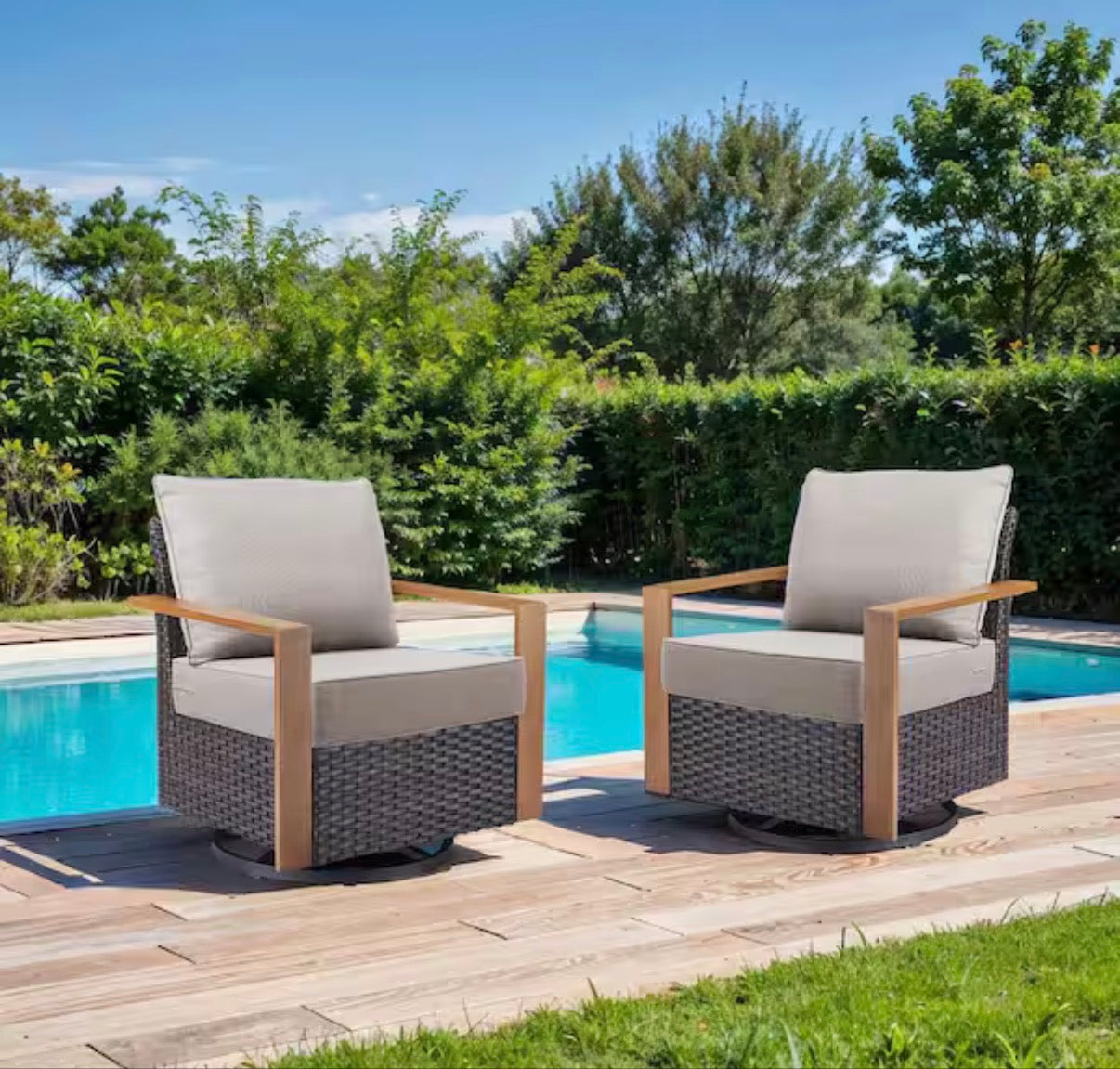 22 in., x 24 in., x 6 in. Outdoor Chair Cushion in Beige