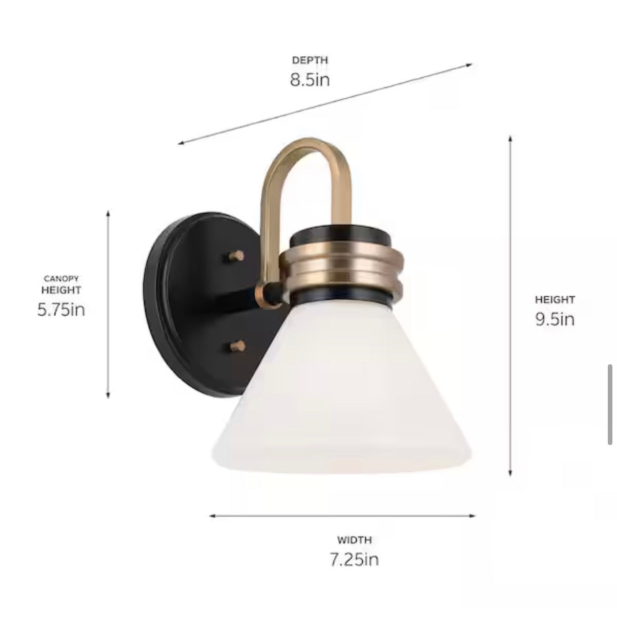 Farum  Black with Champagne Bronze Bathroom Wall Sconce Light