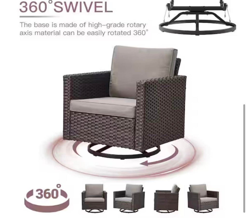 Patio Brown Wicker Outdoor Rocking Swivel Chair