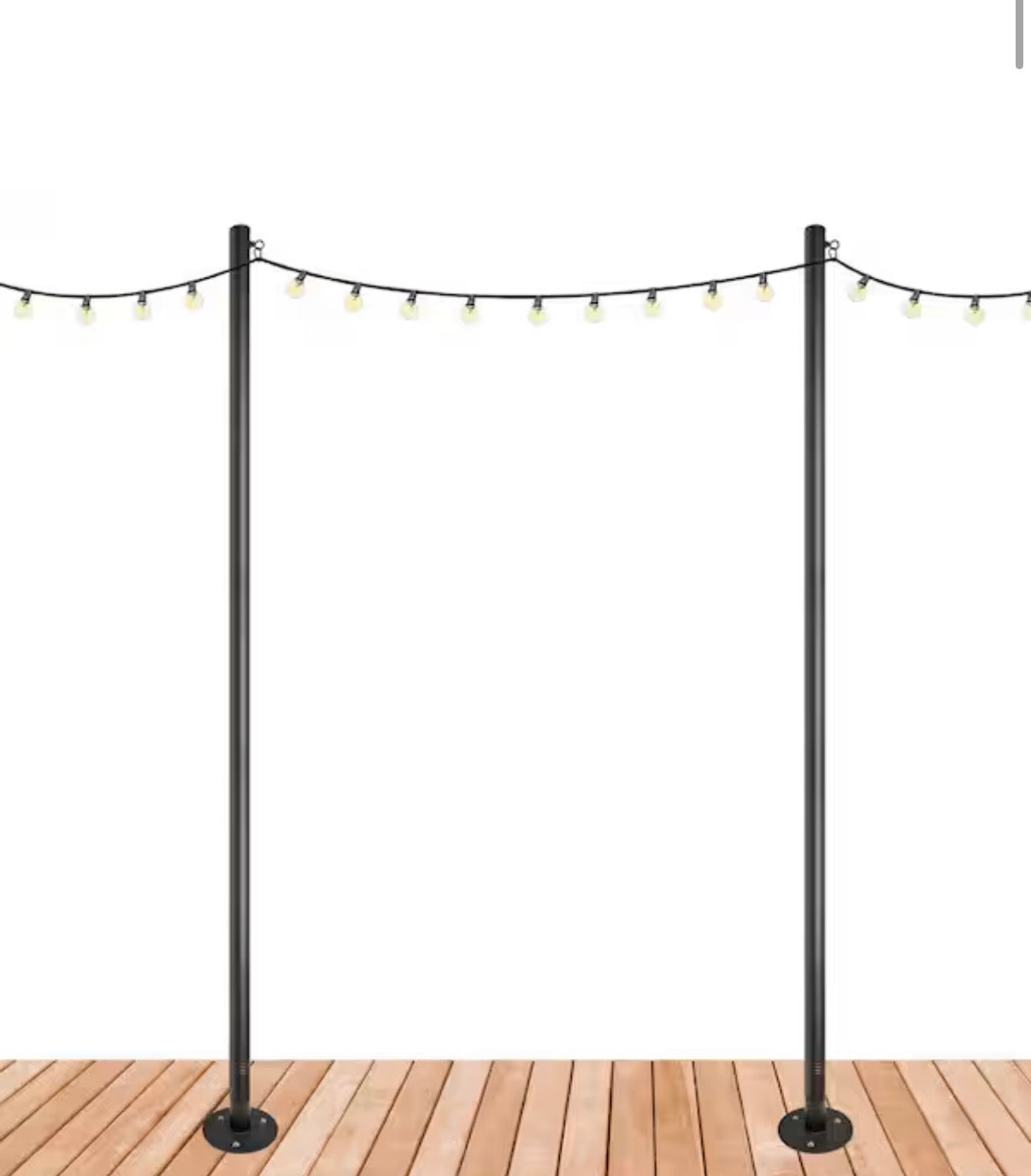 Two 10 ft. Premium String Light Poles For Deck/Concrete, Black
