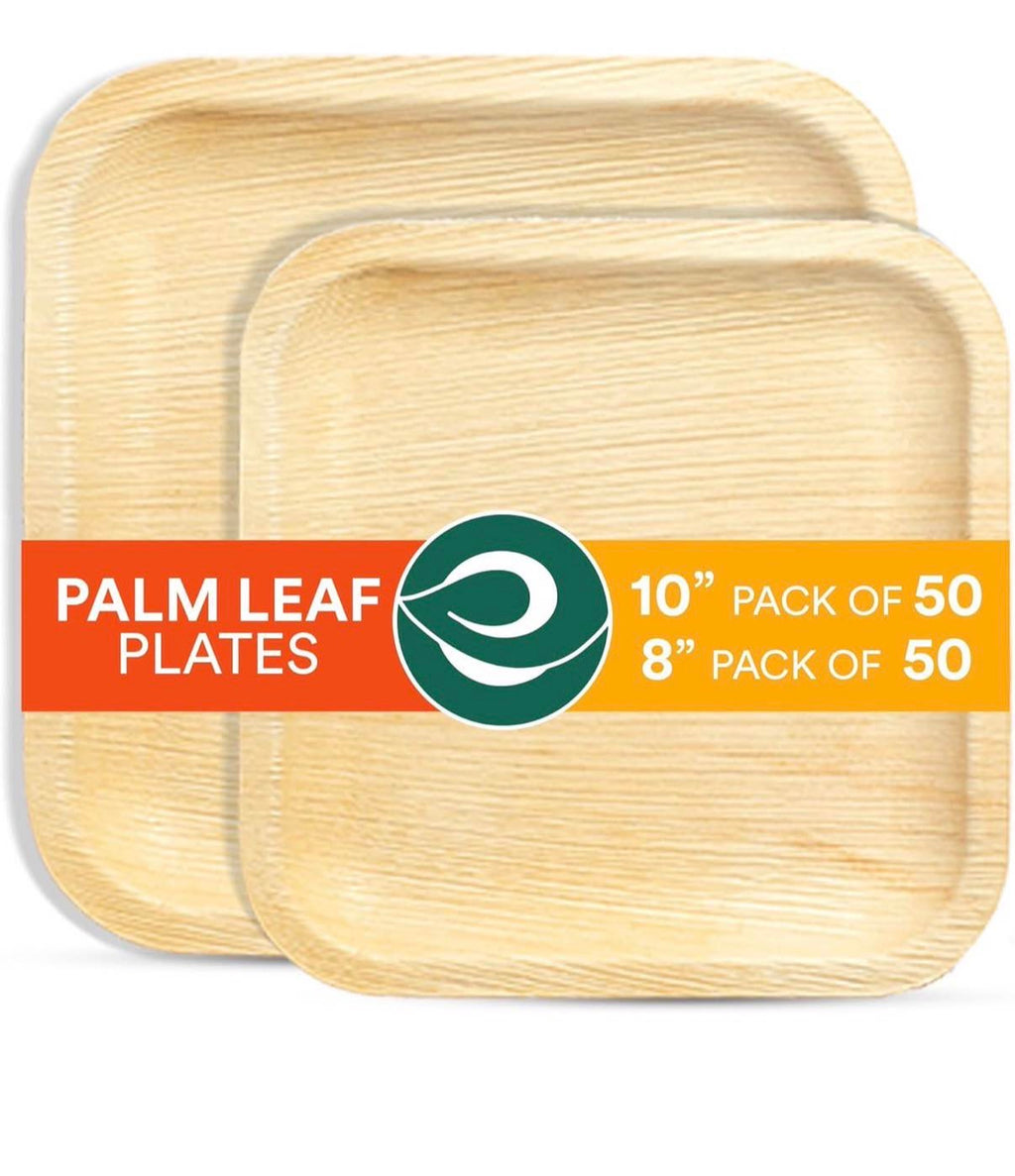 Palm Leaf Plates Bundle Set 100 Count (8" & 10")