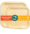 Palm Leaf Plates Bundle Set 100 Count (8" & 10")