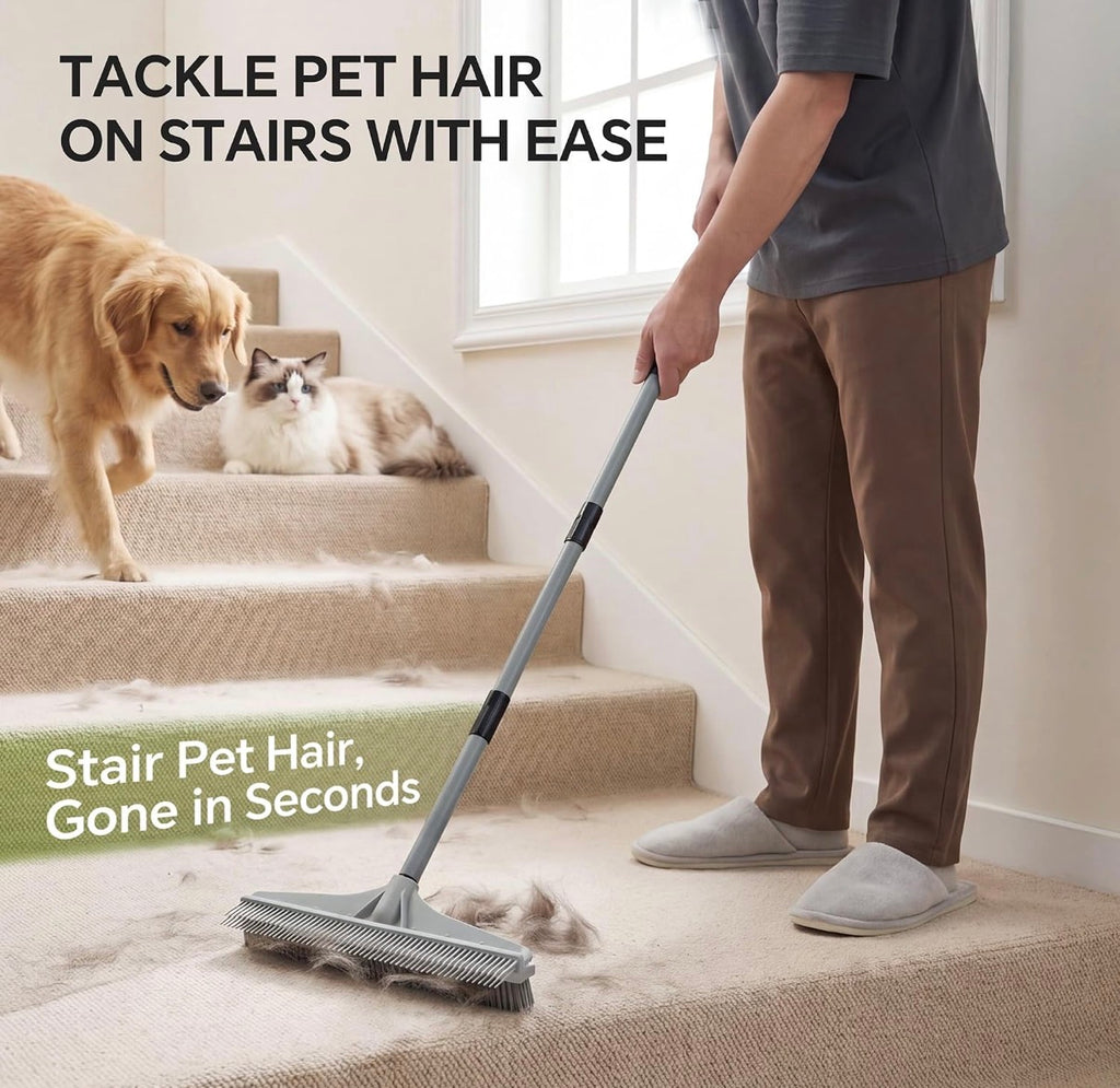 2-in-1 Nylon Carpet Brush & Pet Hair Rake